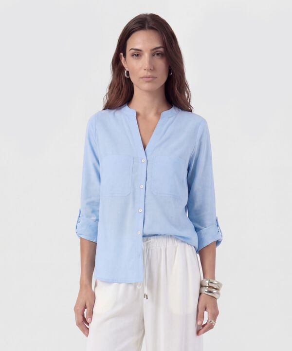 Blusa Unicolor De Manga Graduable Para Mujer image number null