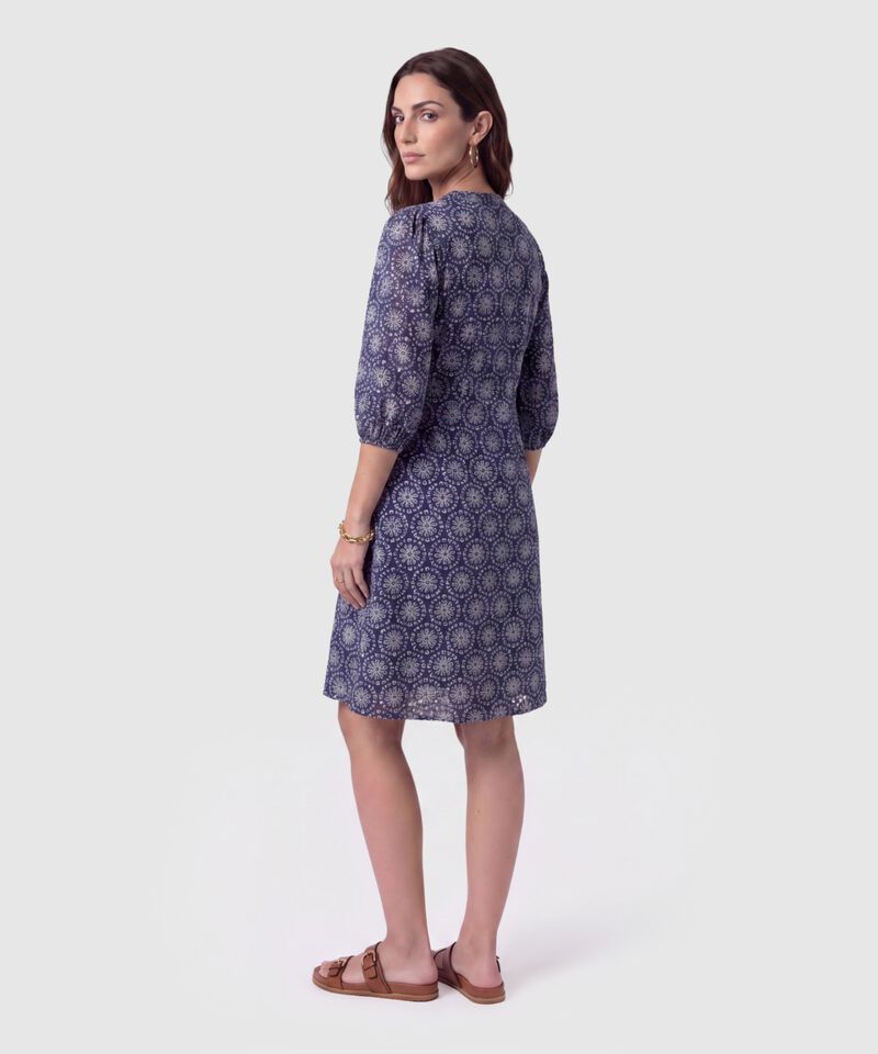 Vestido Corto Bordado Unicolor Para Mujer