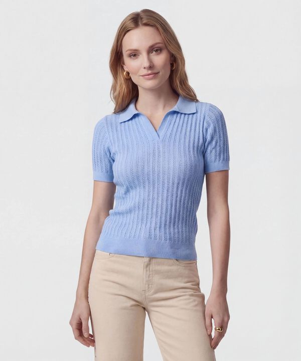 Polo Punto Calado Manga Corta Para Mujer image number null