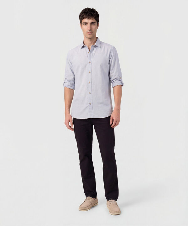 Camisa Manga Larga Con Charretera Hombre