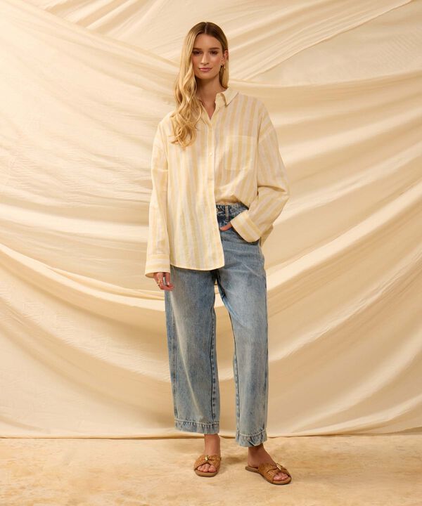Camisa Oversize De Hombro Ca&iacute;do Para Mujer
