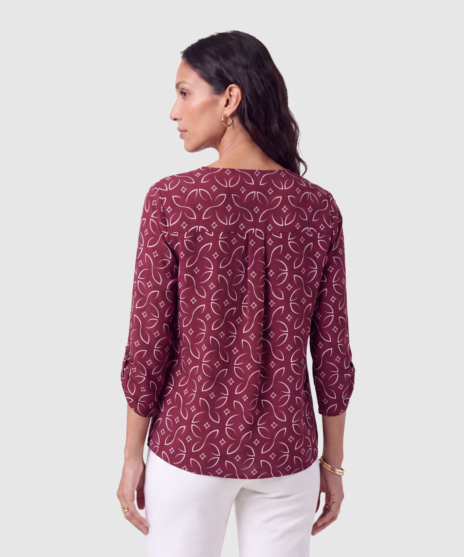 Blusa Manga 3/4 Con Pliegue Para Mujer