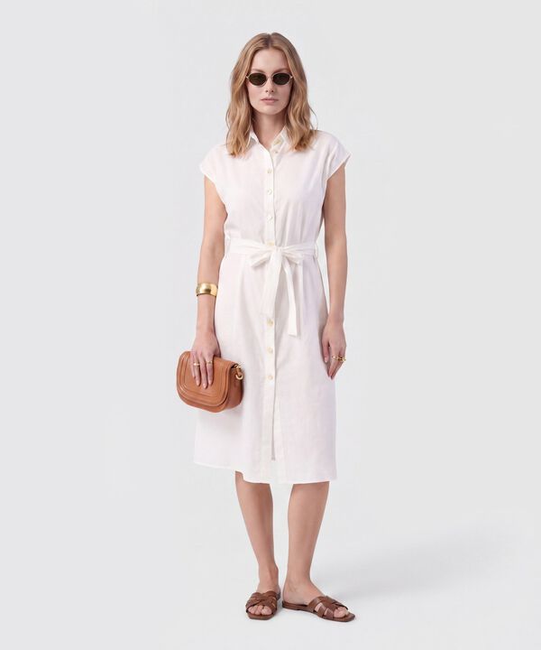 Vestido Camisero Midi Sin Mangas Con Cintur&oacute;n Mujer image number null