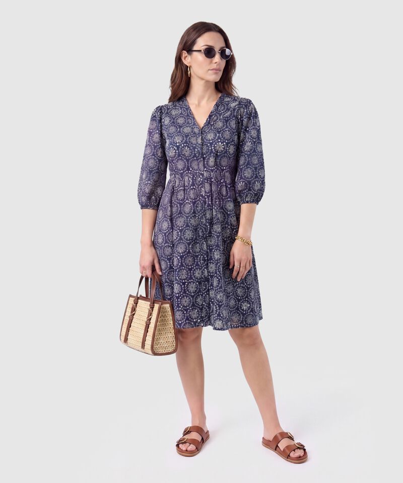Vestido Corto Bordado Unicolor Para Mujer