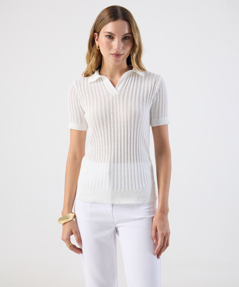 Polo Punto Calado Manga Corta Para Mujer
